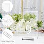 Clear Wedding Table Numbers 1-30 with Stands, 5x7 Inch Clear Acrylic Sign Printed White Calligraphy Font, Acrylic Table Numbers with Holder for Wedding Party Reception - Image 2