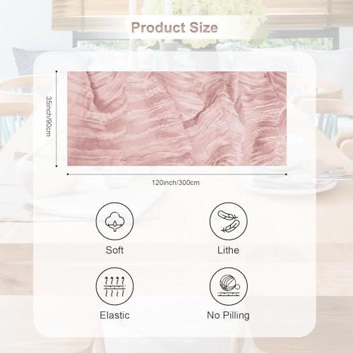 6 Pack Blush Pink Cheesecloth Table Runner 35x120 Inch 10Ft Rustic Gauze Cheese Cloth Table Runner Sheer Cheesecloth Table Runners for Wedding Party Bridal Shower Decoration - Image 4