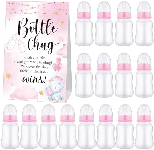 TrelaCo 20 Pcs Bottle Chug Game, Elephant Theme Baby Shower Favors, Pink by TrelaCo