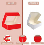 24 pcs Red Pie Boxes,12x12x3 Inch Auto-Popup Bakery Boxes with Window Donuts Chocolate Muffins Donuts Pastry Dessert Cookie Box For Packaging - Image 3