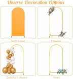 7.2FT, 6FT Wedding Arch Stand and Matching Gold Spandex Fitted Arch Backdrop Cover Set, Round Top Chiara Backdrop Stands and Covers for Birthday Party Baby Shower Banquet Arch Decor (Gold) - Image 5