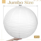 Woanger 4 Pack 30 Inch Large White Paper Lanterns for Christmas Party Decor - Image 2