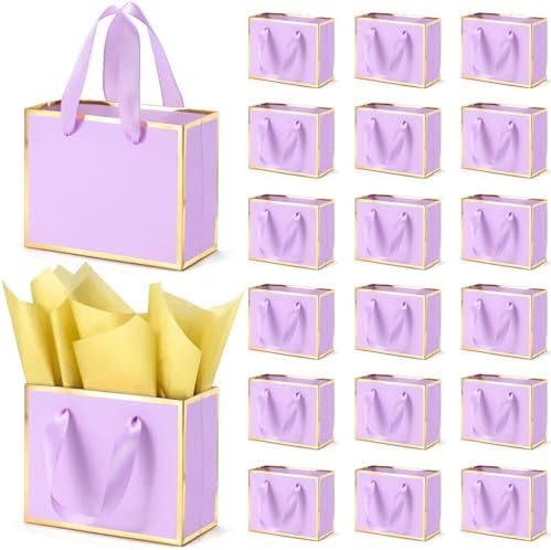 EQOREIIN 30 Pcs Metallic Paper Small Gift Bags with Handles & Tissue Paper by EQOREIIN
