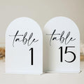 HOODO White Arch Wedding Table Numbers 1-15 with Stands, 5"x7" Arched Acrylic Signs and Holders, White Arch Table Numbers for Wedding Reception, Centerpiece, Party, Anniversary, Event by Unknown