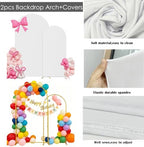 Set of 2 Metal Arch Backdrop Stands with White Covers, 6/7.2FT - Image 4