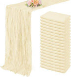10FT 20 Pack Beige Cheesecloth Table Runner 20 x 120 Inch Long Rustic Gauze Fabric Cheese Cloth Table Runner for Wedding Bridal Baby Shower Table Decorations Boho Sheer Birthday Party Table Decor by FoliafeelHome