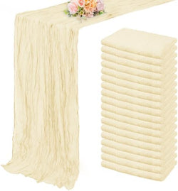10FT 20 Pack Beige Cheesecloth Table Runner 20 x 120 Inch Long Rustic Gauze Fabric Cheese Cloth Table Runner for Wedding Bridal Baby Shower Table Decorations Boho Sheer Birthday Party Table Decor by FoliafeelHome