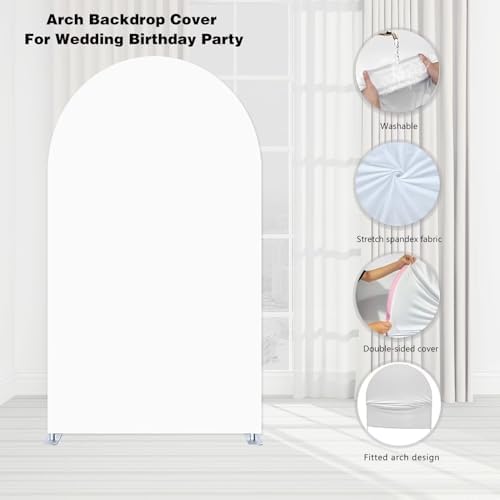 Spandex Arch Backdrop Covers 6x2.6ft(HxW) for Pink Barn Farm Birthday Party Decorations Double-Sided Chiara Arched Stand Fabric Cover Kids Baby Shower Parties Tablecloth Props - Image 5