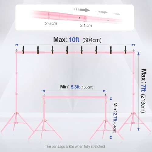 EMART Backdrop Stand 10x7FT Adjustable Back Drop Stand for Party -Pink - Image 2
