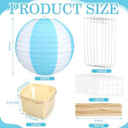Rossesay 12 Sets Hot Air Balloon Decorations DIY Paper Lanterns Baby Shower Table Centerpieces Wooden Basket with Sticks for Gender Reveal, First Birthday Party, Wedding, Graduation(Blue) - Image 2