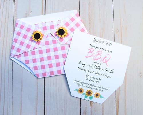Kards by Kaylee 10 Diaper Shape Baby Shower Invitations (Pink Plaid) - Image 3