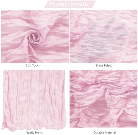 30 Pack Pink Cheesecloth Table Runner 9FT Rustic Sheer Table Runners 17x108 Inch Gauze Boho Runner for Wedding Bridal Baby Shower Birthday Party Table Decorations - Image 4