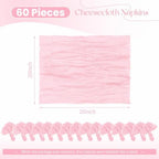 60 Pack Pink Cloth Napkins 20x20 Inch Cheesecloth Napkins Rustic Boho Gauze Dinner Napkin Cloth Washable Elegant Table Napkins for Wedding Party Bridal Baby Shower Table Decor - Image 2
