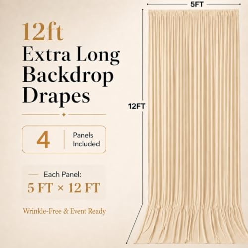 20x12 ft Champagne Backdrop Curtains for Wedding, Party and Photo - Image 6