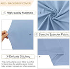 FANPROMS Set of 3 Wedding Arch Cover 6FT 6.6FT 7.2FT Dusty Blue Round Top Spandex Arch Stand Cover Fitted Fabric Balloon Arched Covers for Birthday Party Stretchy Arch Covers Decoration - Image 3