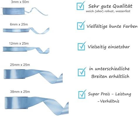 Satin Ribbon Gift Ribbon Decorative Ribbon Chair Band Wedding Chair Sash Table Decoration Opening Christmas Decoration Party Decoration Ribbon Bow (Mist Blue, 3 mm x 50 m) - Image 3