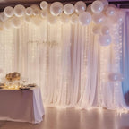 10ft x 10ft White Chiffon Backdrop Curtain with Lights String for Parites Wedding Wrinkle Free Curtain Photo Backdrops Drapes for Baby Shower Birthday Party Home Decorations - Image 3