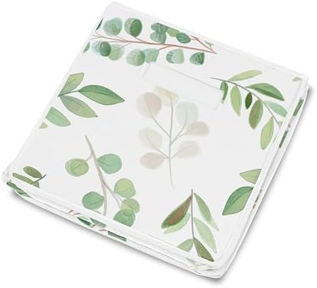 Sweet Jojo Designs Floral Leaf Girl Small Fabric Toy Bin Storage Box Chest for Baby Nursery or Kids Room - Green and White Boho Watercolor Botanical Woodland Tropical Garden - Image 4