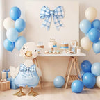 Novabright 2 Pcs Silly Goose Cutout Party Decoration 39.4'' 1st Birthday Silly Goose Cardboard Cut Out Sign 19.69'' Adhesive Bow Cutout Photo Prop Backdrop Standup for Birthday Baby Shower (Blue) by Unknown