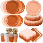 Zhehao 350 Pcs Burnt Orange Fall Party Supplies Serve 50 Guests by Zhehao