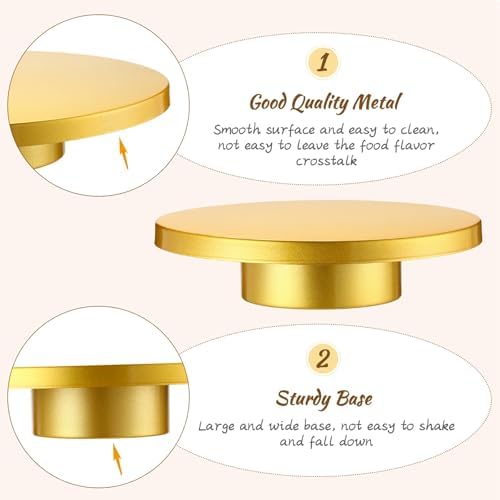 Wenqik 12 Inch Metal Gold Cake Stand with Cake Knife and Spatula, Round Dessert Table Display Stand Metal Dessert Tray Serving Platter for Party, Wedding, Birthday, Baby Shower, Anniversary - Image 4