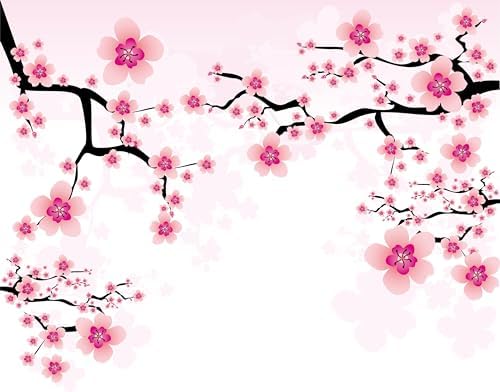 BELECO 12X8ft Fabric Pink Cherry Blossoms Backdrop Watercolor Sakura Spring Romantic Cherry Blossom Floral Background Valentine's Day Shoot Birthday Baby Shower Party Decoration Kids Girls Photo Prop - Image 4