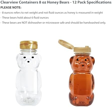 12 Pack - 8 Ounce Plastic Honey Bears w/Gold Lids - Image 4