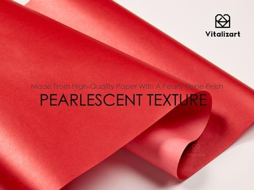 Vitalizart Red Wrapping Paper Set 30" Pearly-Lustre Ribbons & Gift Tags - Image 5