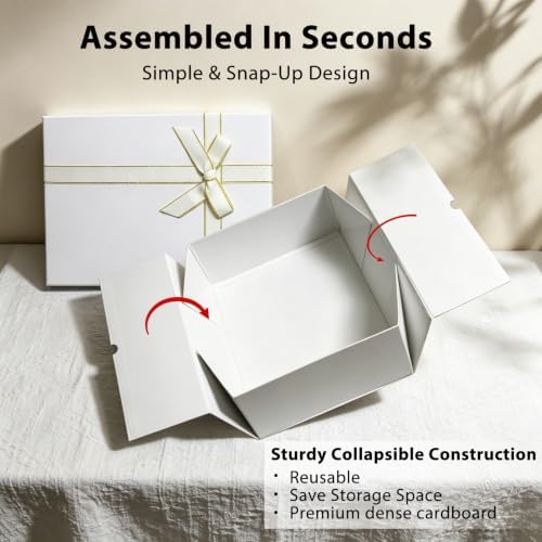 White Gift Box for Presents, 3 Pack, Large 13" x 10" x 5"，Box for Gifts - Image 3