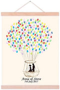 GreatHomeArt Customized Fingerprint Wedding Guest Book Sweet Couple in Balloons Canvas Prints DIY Thumbprint Guest Sign-in Book Ready to Hang for Anniversary Wedding Gift-80x120cm by Unknown