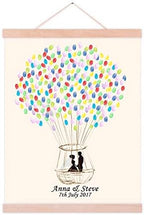 GreatHomeArt Customized Fingerprint Wedding Guest Book Sweet Couple in Balloons Canvas Prints DIY Thumbprint Guest Sign-in Book Ready to Hang for Anniversary Wedding Gift-80x120cm by Unknown