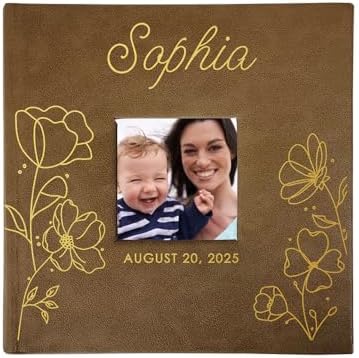 Personalized Baby Girl Photo Album with Name and Date – Custom Floral Design Keepsake Memory Book for Newborn or Baby Shower by GiftsForYouNow
