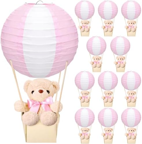 Baquler 12 Sets Hot Air Balloon Centerpieces Bear, Solid Style, Pink by Baquler