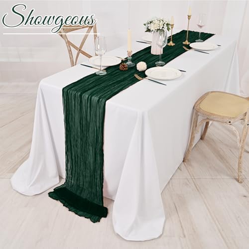 Showgeous 16 Pack Dark Green Cheesecloth Table Runner 17 x 108 Inch - Image 6