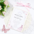 50PCS Pink Wedding Invitations Butterfly Laser Cut Invitation Blank Cards - Image 6