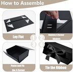 Aimyoo 5 Pack Large Black Gift Box with Ribbon, 11.5x8.6x4.1 inch Groomsman Proposal Box for Presents with Magnetic Closure Lids, Rectangle Collapsible Luxury Box for Wedding, Christmas, Birthday - Image 3