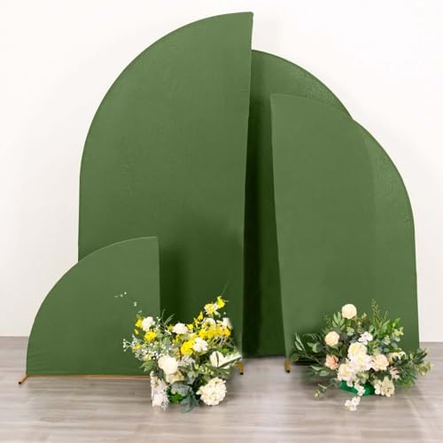 Efavormart Set of 4 Olive Green Spandex Half Moon Arch Covers, Custom Fit Chiara Backdrop Slipcovers 2.5ft-7ft for Modern Rustic and Harvest Decor - Image 2