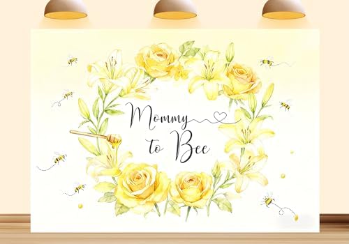 12X10ft Fabric Mommy to Bee Backdrop Newborn Table Honey Comb Floral Photography Background Baby Shower A Little Honey is on the Way Party Decorations Photo Studio Props by Unknown