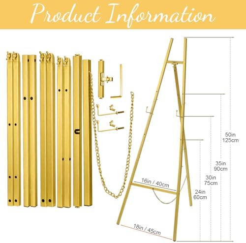 Croblissful Gold 50" Easel Stand for Wedding Sign Adjustable, Metal - Image 4