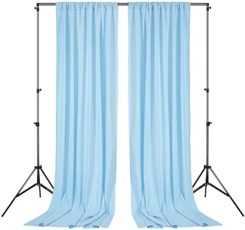 Baby Blue/Light Blue Backdrop Curtains 30ftx10ft Polyester Photo Drapes - Image 4