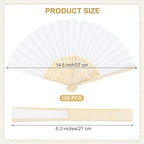 Aodaer 50 Pcs White Wedding Fans Paper Folding Fans with Storage Basket - Image 2