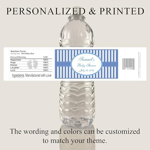 Pink Stripes Baby Shower Water Bottle Labels, Waterproof (Set of 24)(Y693) - Image 2