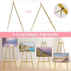 57" Gold Easel Stand for Sign, Heavy Duty Metal Floor Display Easel - Image 4