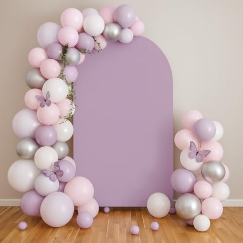 Purple Butterfly Kisses Arch Backdrop Cover Double-Sided Arch Frame Stretchy Cover for Pink Butterfly Birthday Party Girls Baby Shower Decorations (3.3X6.5ft,G-3342) by uiuyfrr