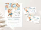All Ewired Up We Can Bearly Wait Baby Shower Invitation, Blue Teddy Bear Baby Shower Invite, Library, Diaper Raffle, Balloons, Personalized Large 5X7 - Image 5