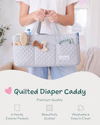 Lily Miles Baby Diaper Caddy Organizer, Nursery Storage Tote for Newborn Essentials and Diaper Change Station, Gift for Baby Shower and Registry Must-Have (Heather Gray) - Image 2