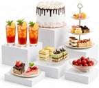 6 PCS Acrylic Buffet Risers and Stands, (10" 9" 8" 7" 6" 5") Food Risers for Buffet Table, Dessert Table Display Set, White Acrylic Cube Boxes for Parties, Catering, Jewelry & Collectibles by Silanit