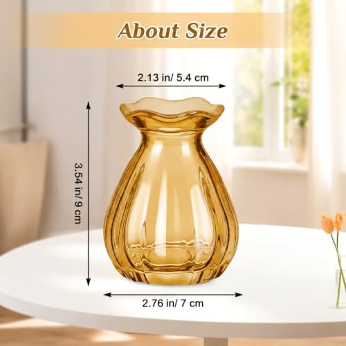 40 Pieces 3.5 Inch Glass Bud Vase Mini, Amber - Image 3