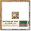 CountryArtHouse Signature Keepsake Frame - Square Mat Window - Gold Bamboo Genuine Hardwood 20x20 5x5 Photo - Black Border Mat - Complete Keepsake Signing Kit by CountryArtHouse