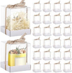 36 Set 3.5x3.5x4 in Candle Gift Package Transparent, White, 24 Set by Cunno